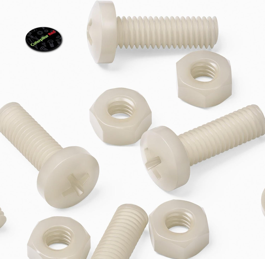 50 x Nylon Flachkopf-, Kreuzkopf-Kunststoff- Maschinenschrauben, M6 x 20mm, Kunststoffschrauben, Mut