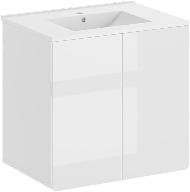 Vicco Waschbeckenunterschrank Izan, Weiss Hochglanz, 57 x 57.8 cm Badmöbel Set Izan 1, Badmöbel Set