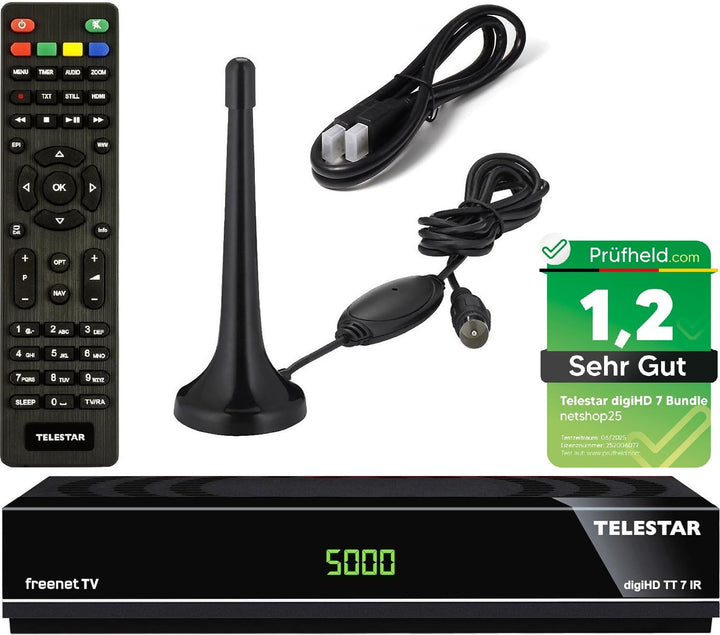 netshop 25 Set: Comag SL65T2 DVB-T2 Receiver (Mit Zugangssystem für FREENET TV) + DVB-T2 Antenne + H