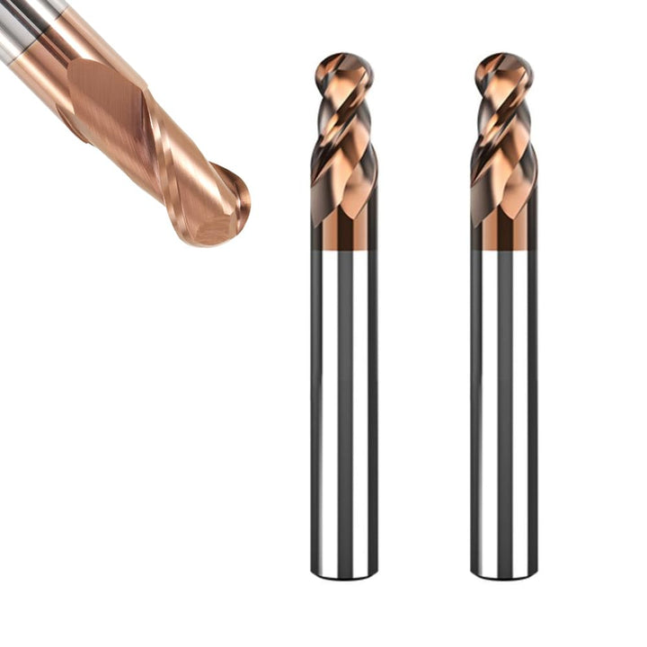 ASNOMY 2 Stück VHM Radiusfräser Kugelkopffräser - Ø 6mm, AlTiN Beschichtung HRC 55, Hartmetall-Kugel