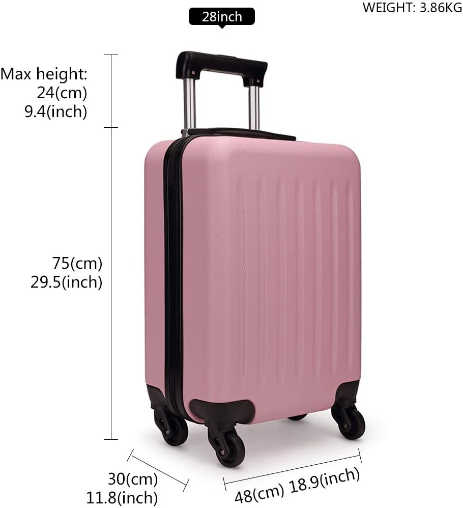 KONO Koffer Reisekoffer Gross Trolley Hartschale ABS Gepäck 4 Rollen Spinner Rollenkoffer (Pink, Gro