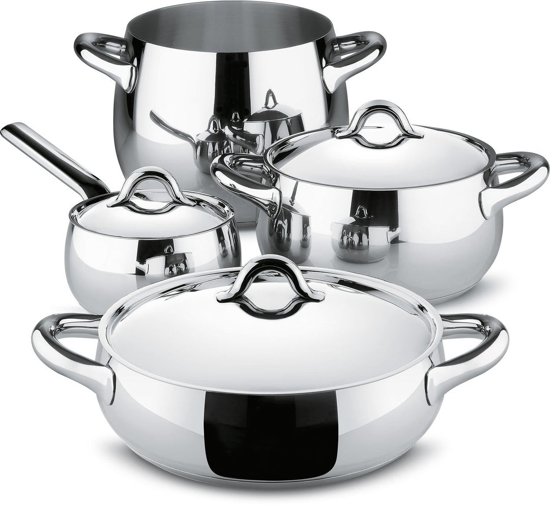 Alessi Mami Set Töpfe, Edelstahl, Silber, 24 cm