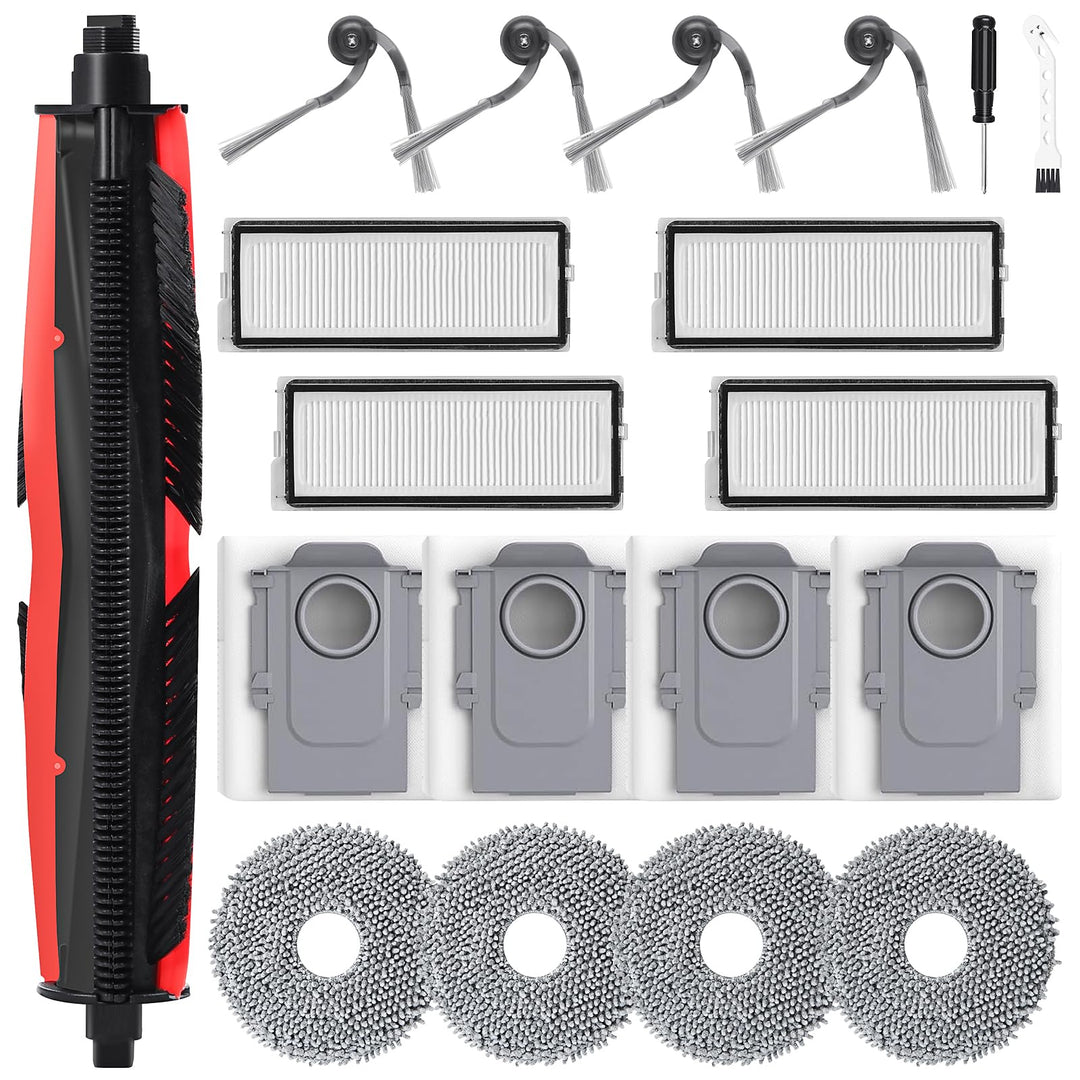 Zubehör für Roborock QV 35A / QV 35S Saugroboter, Ersatzteil mit 4 Staubbeutel 4 Seitenbürsten 4 Fil