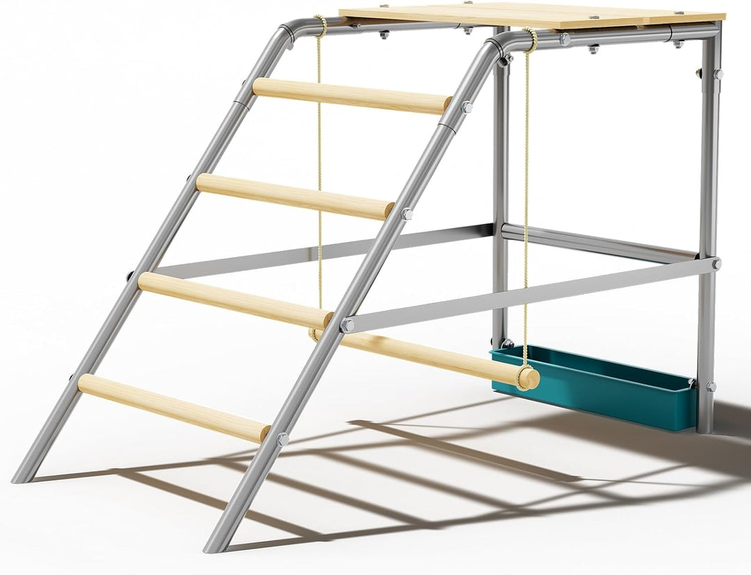Hühnerschaukel Draussen 100×48×70cm,Holz and Metall Hühnerschaukel,Kletterturm für Hühner,Hühnerleit