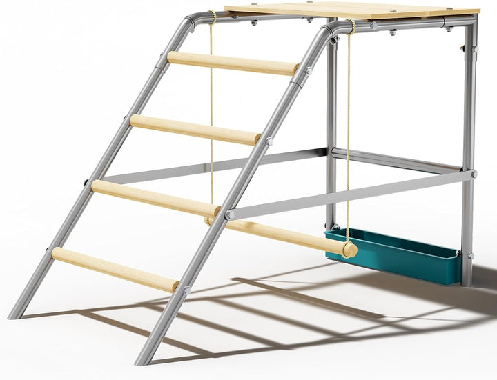 Hühnerschaukel Draussen 100×48×70cm,Holz and Metall Hühnerschaukel,Kletterturm für Hühner,Hühnerleit