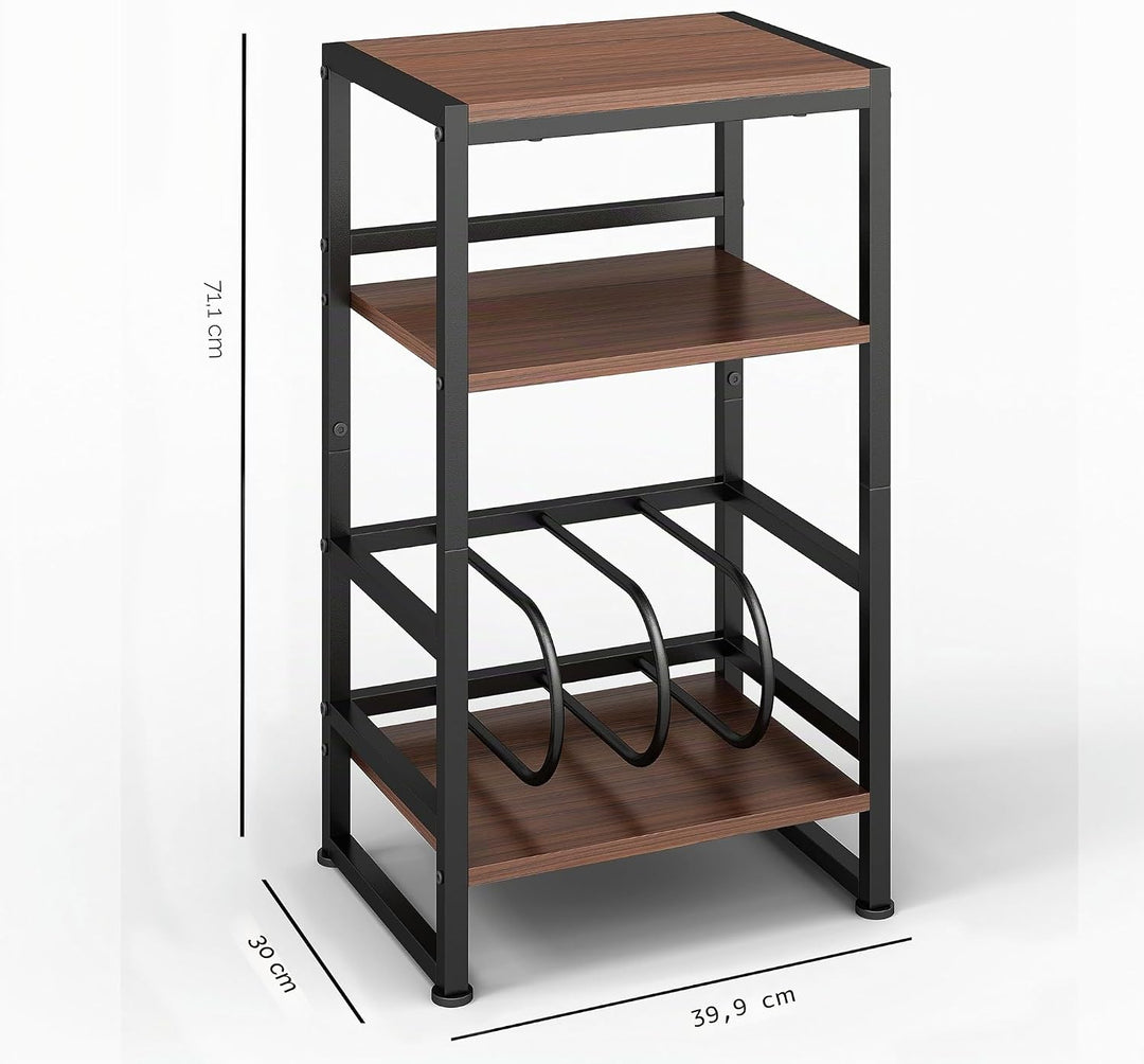 Plattenspieler-Ständer, 3 Etagen Beistelltisch,Plattenspielertisch Aufbewahrung von Schallplatten, b