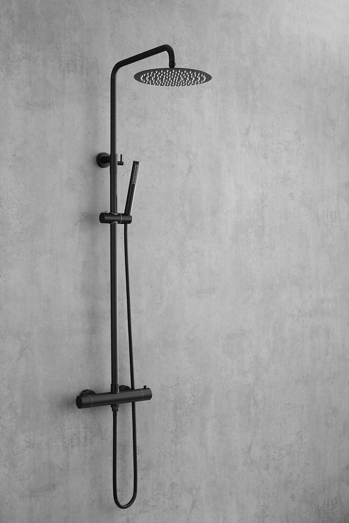 AIYA Bath Design Duschsystem aus Edelstahl | Schwarz | Mit Regenduschkopf und Handbrause | Hochwerti
