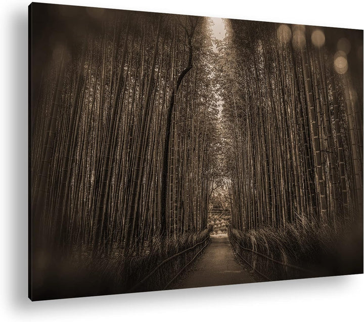 deyoli Wald voller Bambus Effekt: Sepia, Format: 100x70 als Leinwandbild, Motiv fertig gerahmt auf E