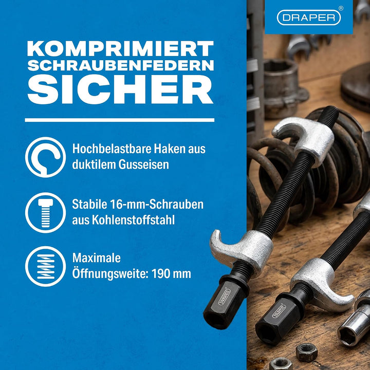 Draper 14173 Federspanner 2 Stück, Silber
