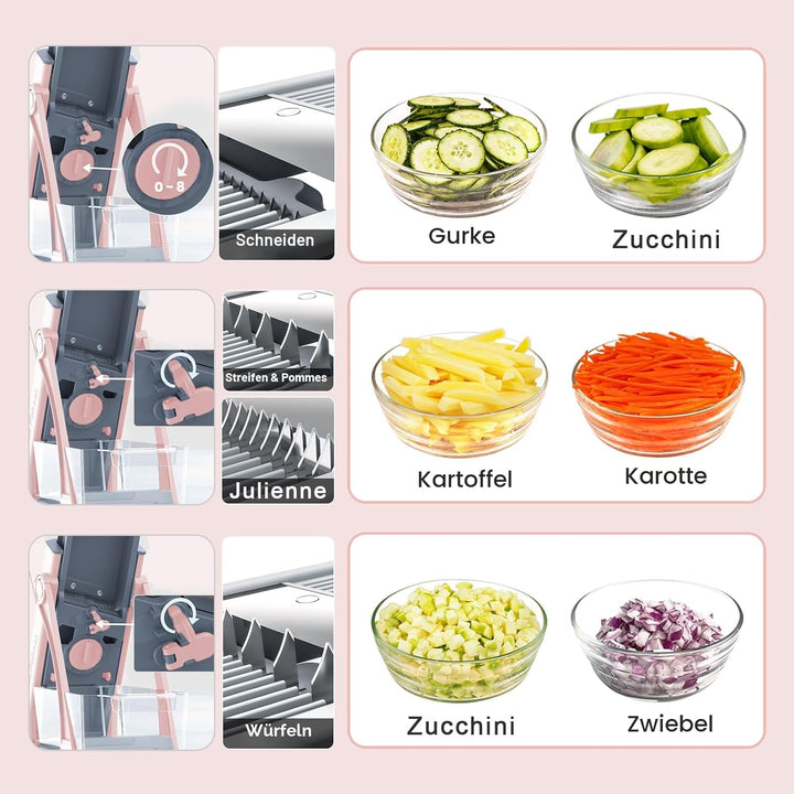 Jonscook Safe Mandoline Food Slicer For Kitchen - Vegetable Chopper With Adjustable Thickness, Multi