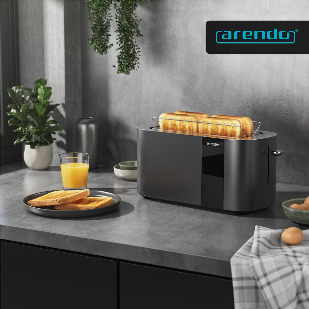 Arendo - Edelstahl Toaster 4 Scheiben Langschlitz - Touchscreen – Doppelwandgehäuse – 1500 W – Integ