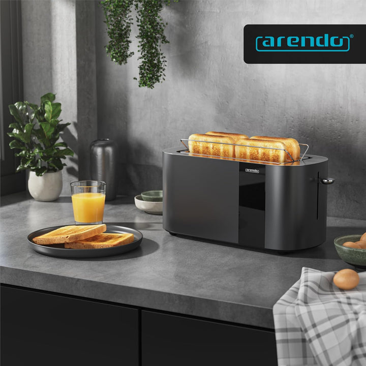 Arendo - Edelstahl Toaster 4 Scheiben Langschlitz - Touchscreen – Doppelwandgehäuse – 1500 W – Integ