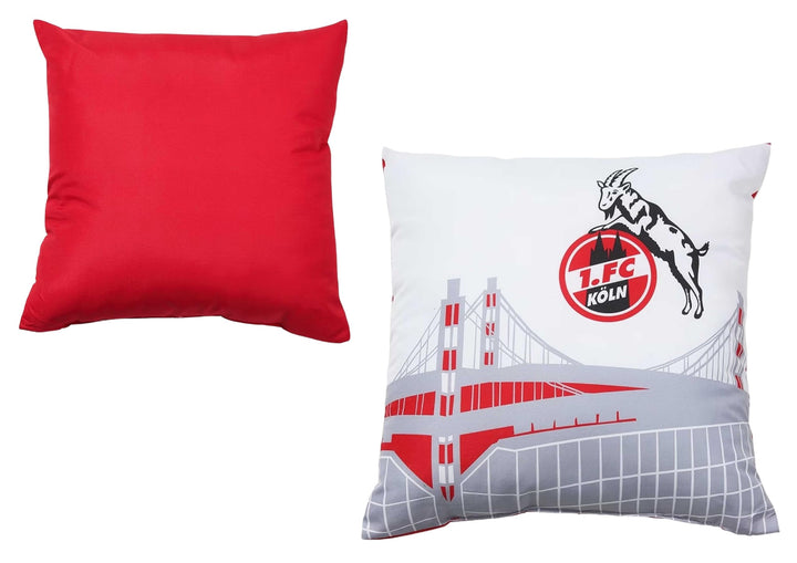 1. FC Köln Kissen - Stadion - rot-weiss Dekokissen - Plus Lesezeichen I Love Köln