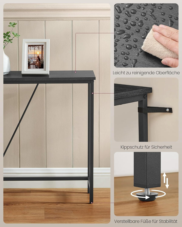 VASAGLE Konsolentisch, Flurtisch schmal, Sofatisch, Beistelltisch für Wohnzimmer, Flur, Eingangsbere