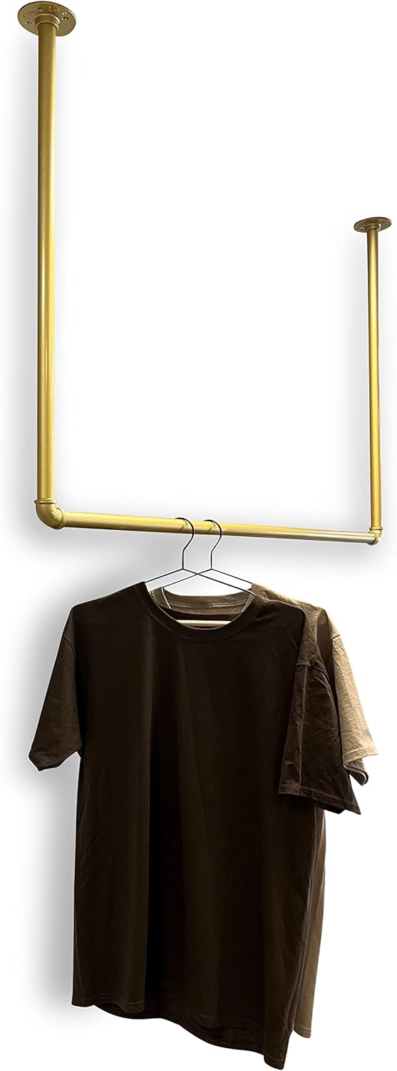 Kleiderstange Garderobe Industrie Design für Decke Gold | Breite 100 cm x Höhe 100 cm | Garderobenst