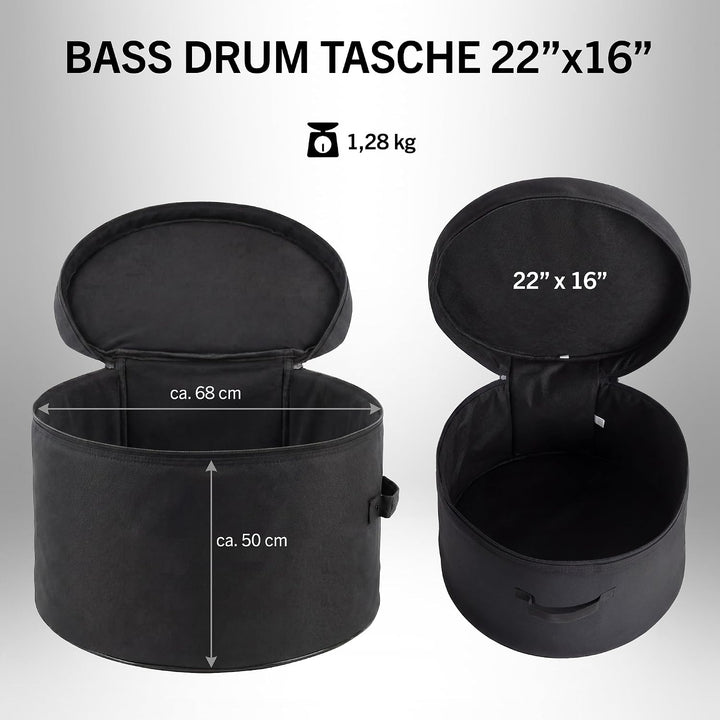 XDrum Bass Drum Tasche, gepolstert, Schwarz, Drum Bag (22"x16"), 22"x16"