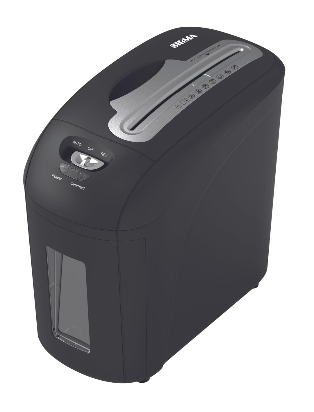 Sigma Aktenvernichter PCC 165, Kunststoff, 19.5 x 36 x 33.7 cm, mit Schiebeschalter, schwarz