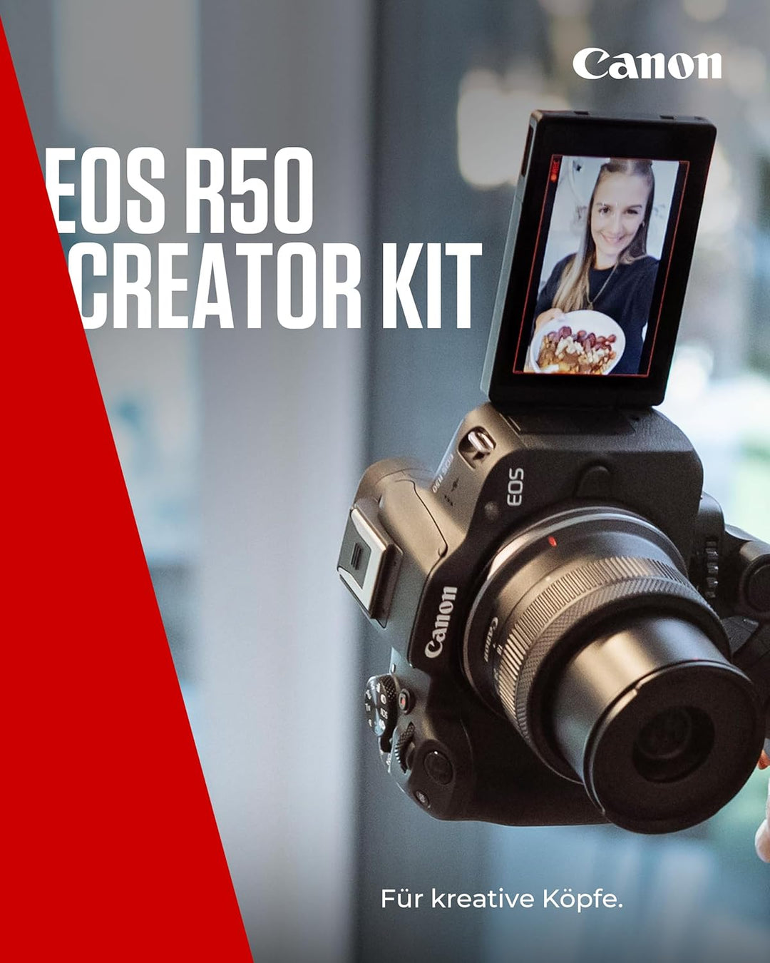 Canon EOS R50 Creator Kit Vlogging Kamera + RF-S 18-45 is STM Objektiv + Griffstativ + Mikrofon - Sp