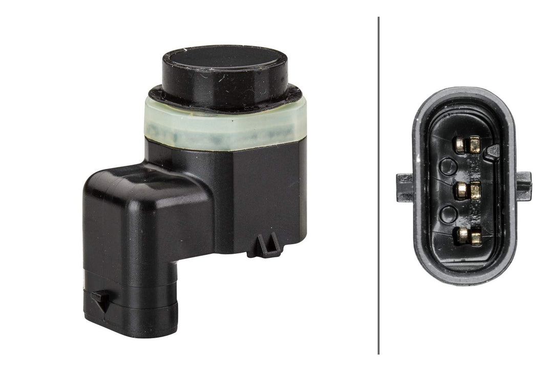 HELLA 6PX 358 141-041 Sensor, Einparkhilfe - gewinkelt - 3-polig - gesteckt - lackierbar