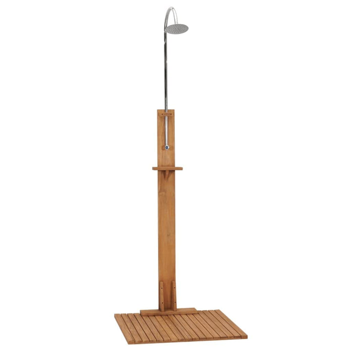 vidaXL Teak Massiv Gartendusche mit Drehknopf Duschkopf Aussendusche Pooldusche Campingdusche Dusche