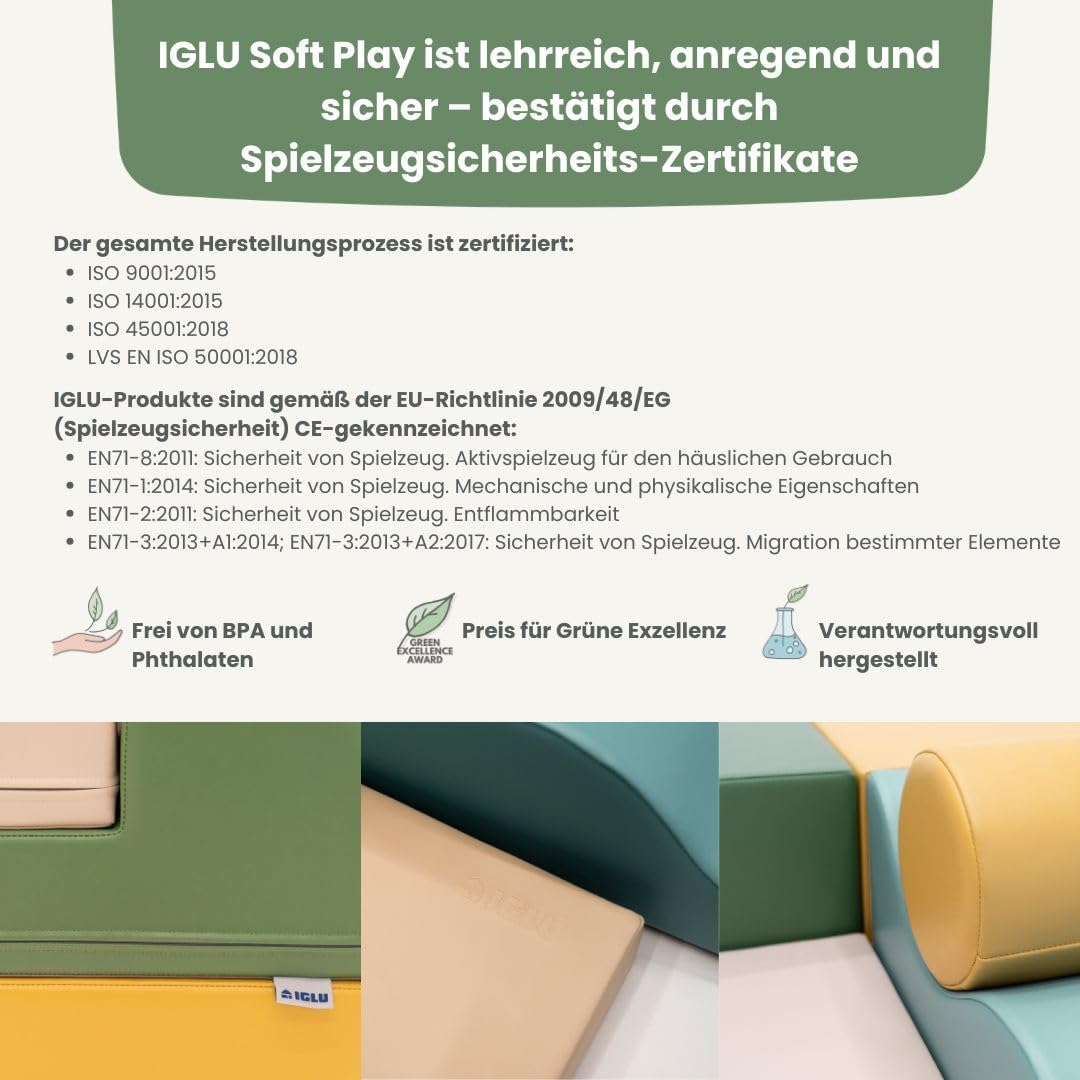 IGLU SOFT PLAY 6er Softbausteine Set für Kinder – XXL Kletterbausteine & Schaumstoff-Bausteine – Abe