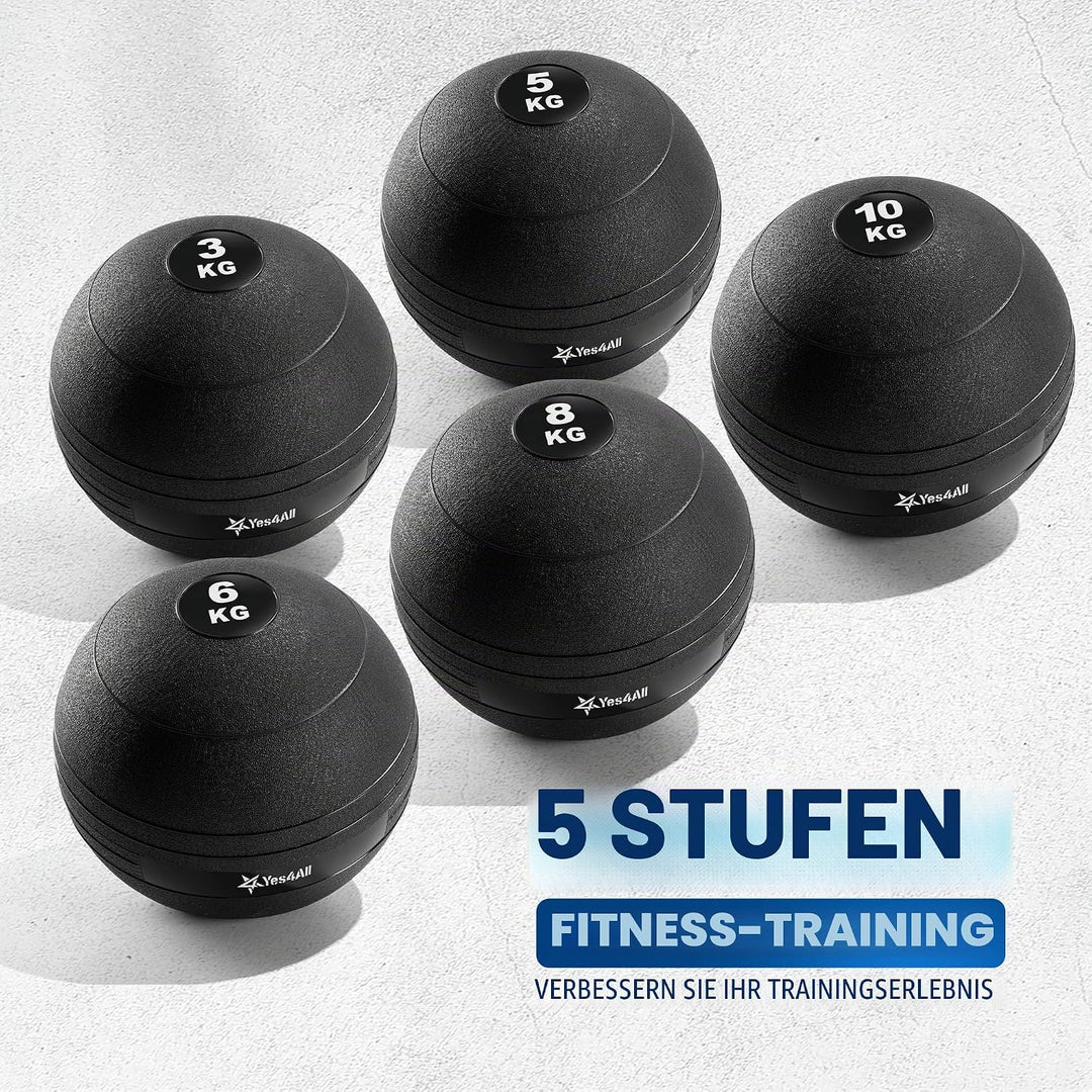 Yes4All Slam Ball - Smooth - KGs - 6KG, Schwarz