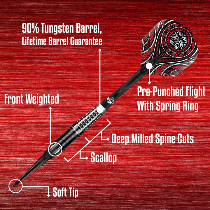 Shot Soft Darts Tribal Weapon Savage 90% Tungsten Softtip Darts Softdart Dartpfeile Set 18 Gramm, 18