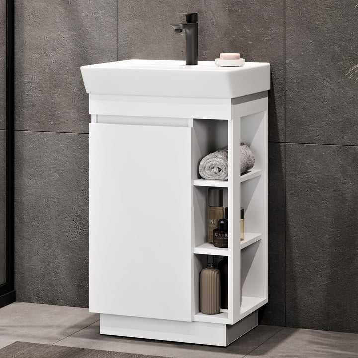 Planetmöbel Nyx Badmöbel Set 3-teilig Waschtisch mit Unterschrank 50 x 85,9 x 42 cm weiss, inkl. Bad