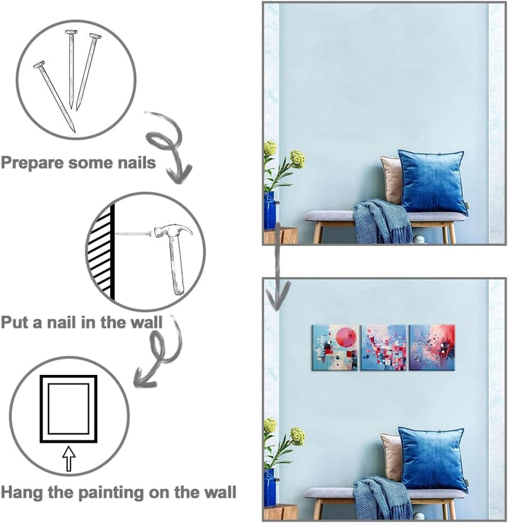 Piy Painting Abstraktes Gemälde Auf Leinwand, Abstraktes Leinwandbild, Rosa Blau Leinwand Wandbilder