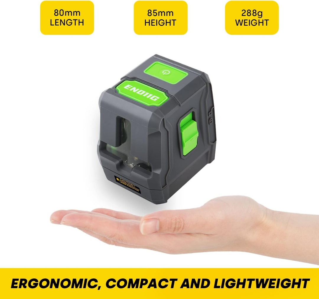 Kreuzlinienlaser Grün, ENVENTOR EN011G Selbstnivellierend Linienlaser 25m ± 0,3mm/m, Vertikale/Horiz