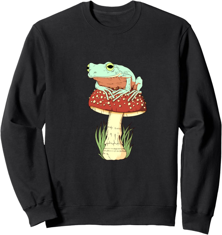 Goblincore Aestethic - Frosch auf Fliegenpilz Sweatshirt