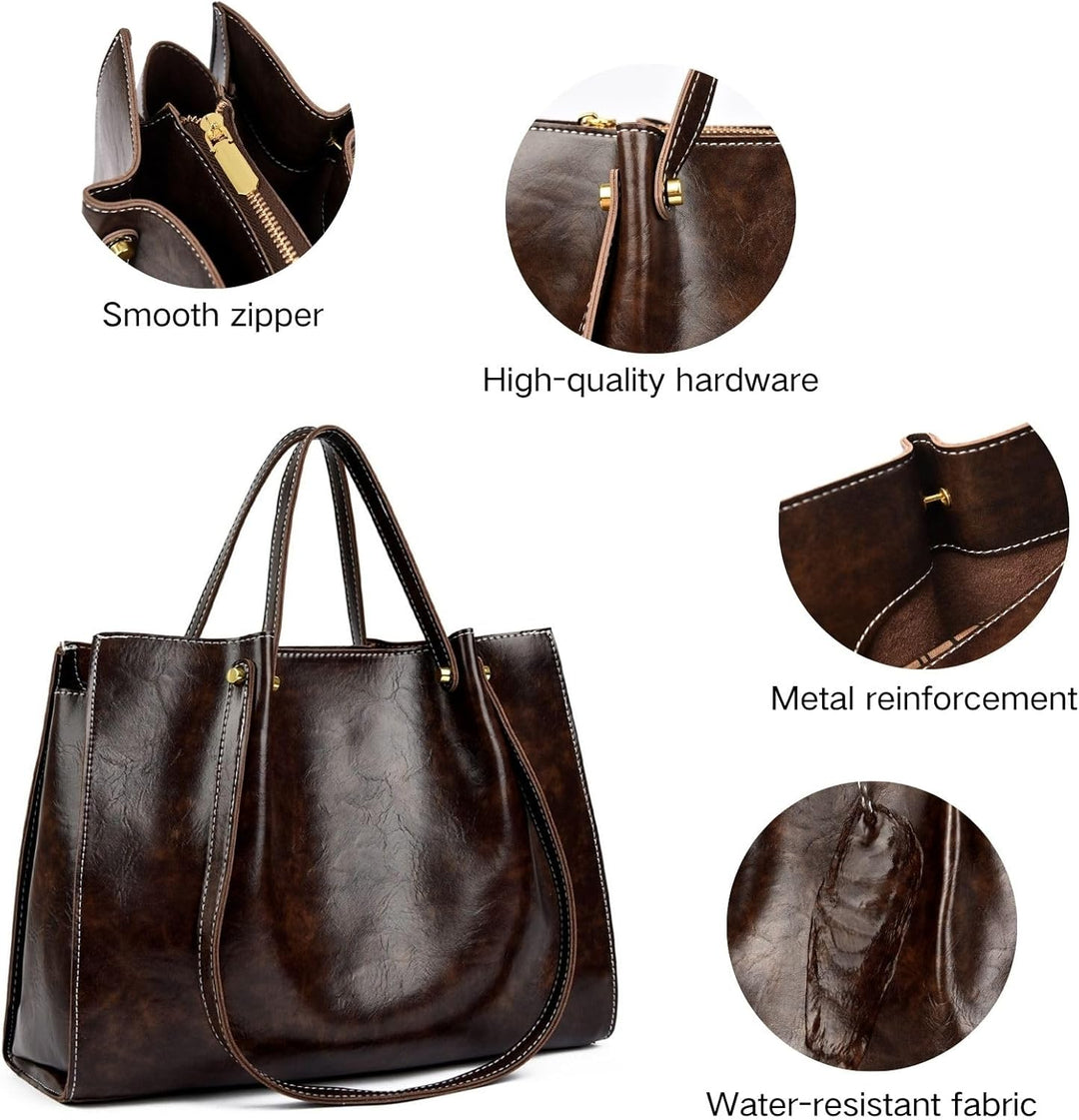 Handtasche Damen Gross Elegant Umhängetasche PU Leder Schultertasche Einfache Tote Bag Mittelgross S
