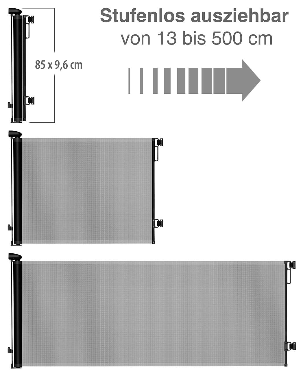 Carlo Milano Baby Gate: Ausziehbares Treppenschutzgitter, 13-500 cm, 85 cm hoch, schwarz (Kinderschu