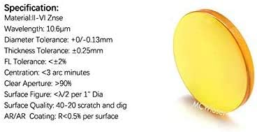 COLETECH High Power CVD IIVI ZNSE Objektiv f¨¹r Co2 Lasergravierer Cutter 40W -200W D: 18mm FL: 2"