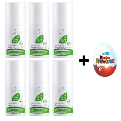 LR ALOE VIA Aloe Vera Schützender Deo Roll-on (6x 50 ml) + Geschenk Überraschungsei