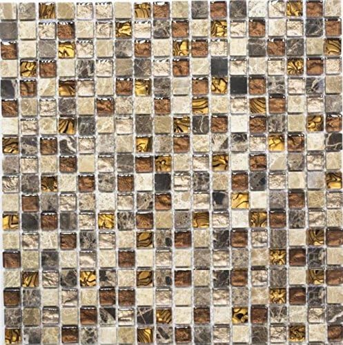 Mosaik Quadrat Crystal/Stein mix beige/braun Glasmosaik Transluzent Transparent 3D, Mosaikstein Form