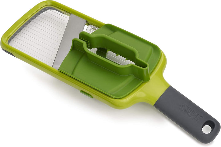 Joseph Joseph Multi-Grip Küchen Mandoline, Verstellbar Gemüseschneider und zwiebelschneider, 3-Schei