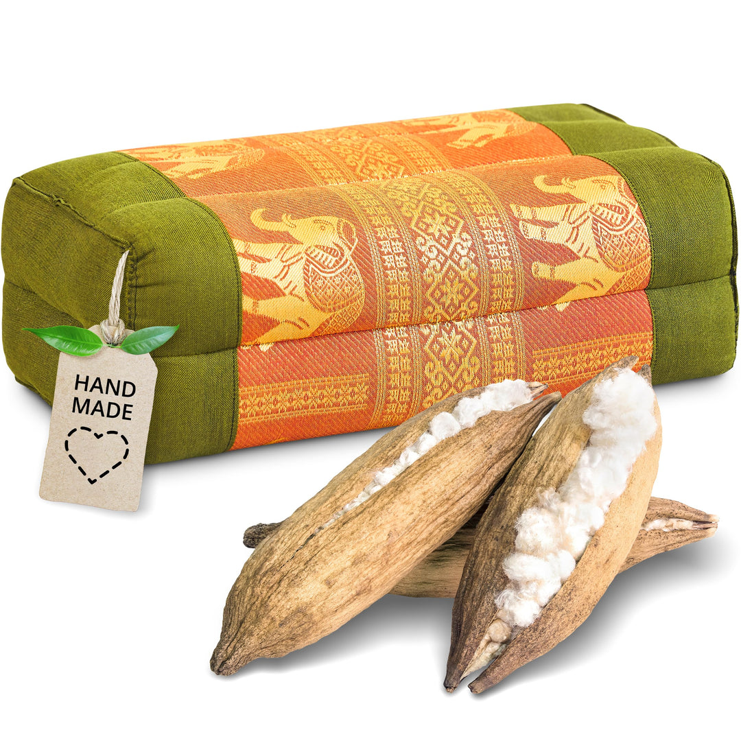 livasia Block Yogakissen eckig Thaiseide - 17x34x12cm - Meditationskissen Kapok, Stützkissen rechtec