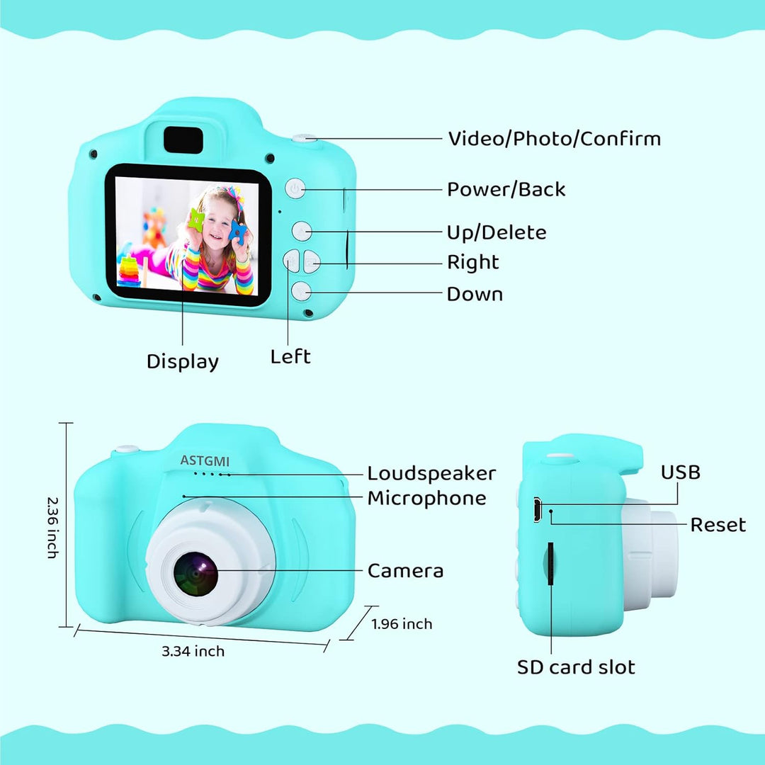 Kinder Kamera, 2.0”Display Digitalkamera,Geschenke für 3 4 5 6 8 7 9 10 11 12Jahre Jungen und mädche