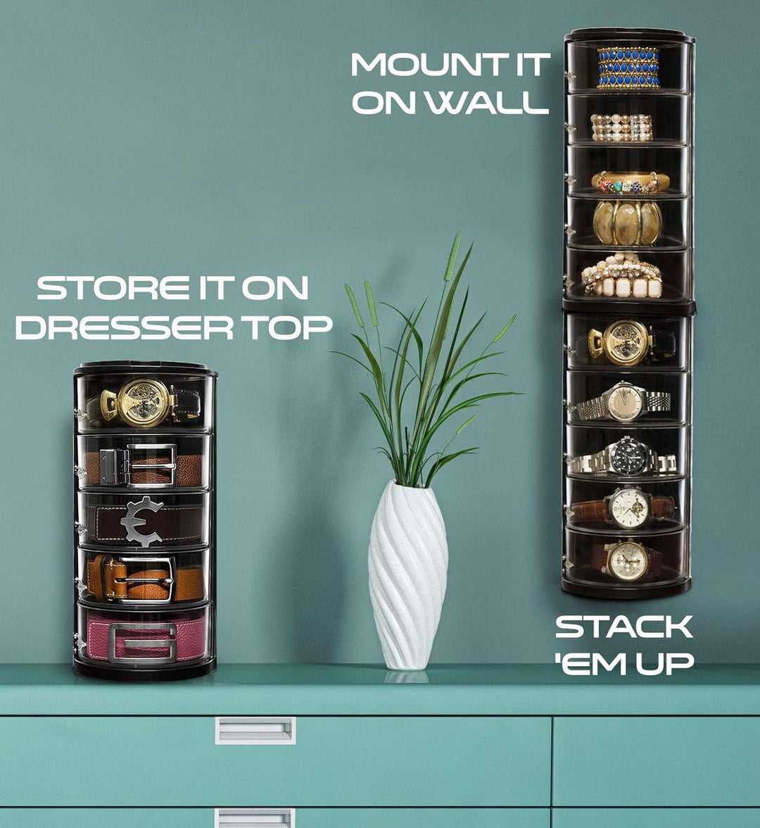 ELYPRO Gürtel-Organizer – Acryl-Organizer und Display für Accessoires wie Gürtel, Schmuck, Uhrenetui