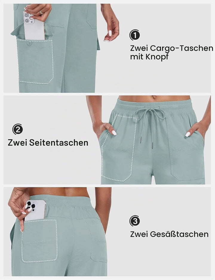JINSHI Hosen Damen Cargohose Wanderhose Leichte Jogginghose Freizeithose Funktionshose Outdoorhose m