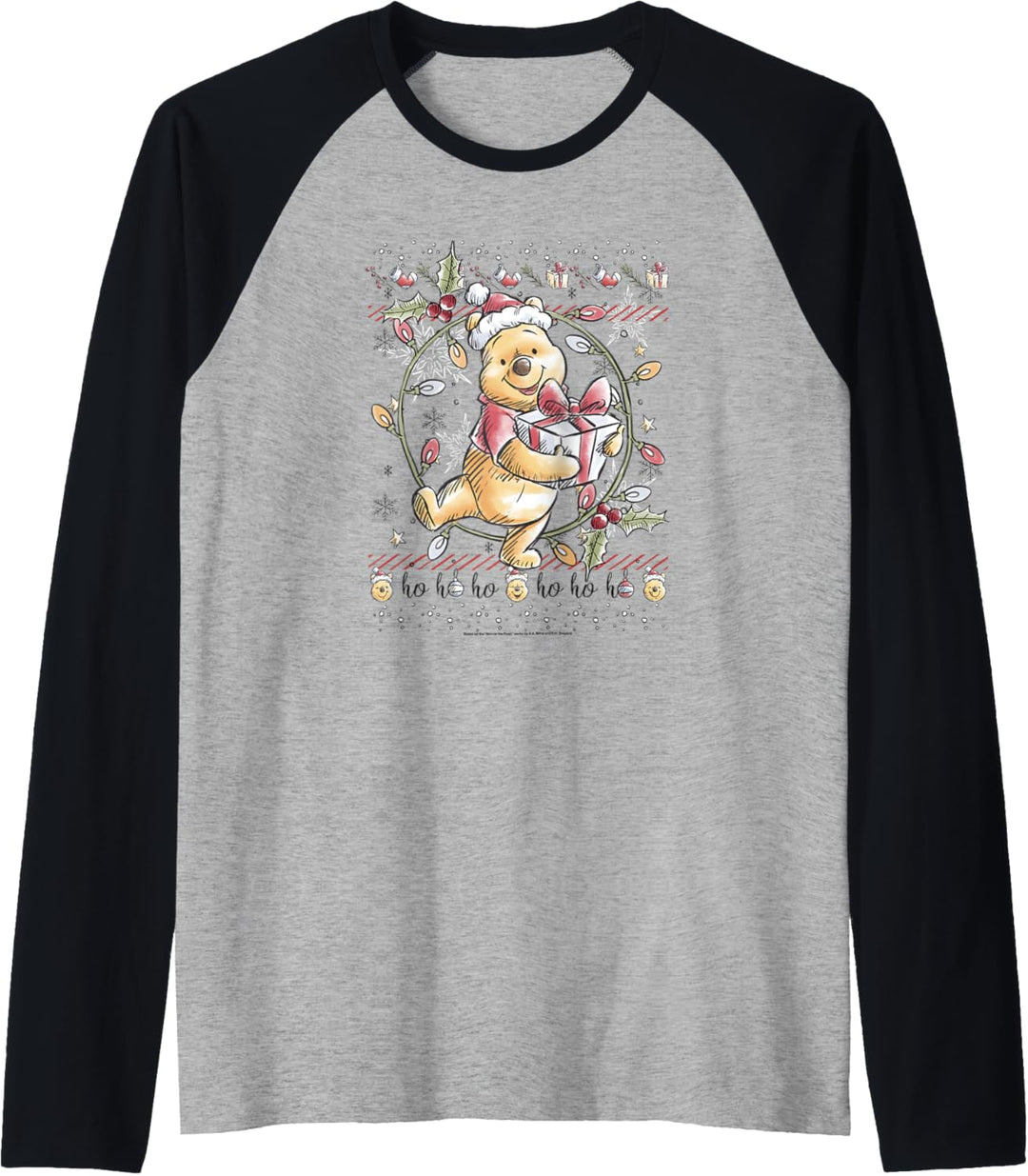 Disney Winnie The Pooh Ugly Christmas Sweater Raglan