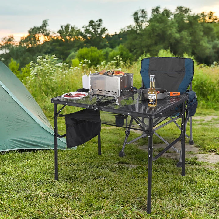 REDCAMP Tragbarer Klappbarer Grilltisch mit Mesh Desktop, 90 x 60cm Leichter Faltbarer Campingtisch