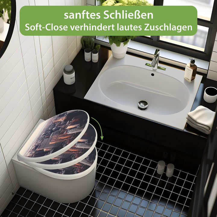 banjado Toilettendeckel mit Absenkautomatik 44,5x37cm - Soft Close Toilettensitz - WC Sitz mit Absen