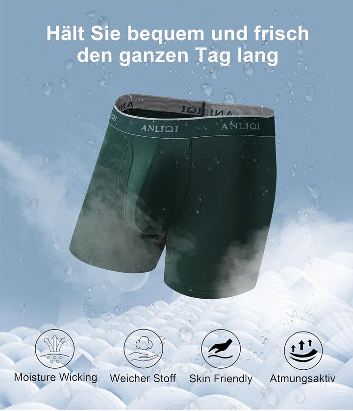 COLORFULLEAF Bambus Boxershorts Herren Lang 3/6/7er Pack Unterhosen Männer Stretch Atmungsaktiv Unte