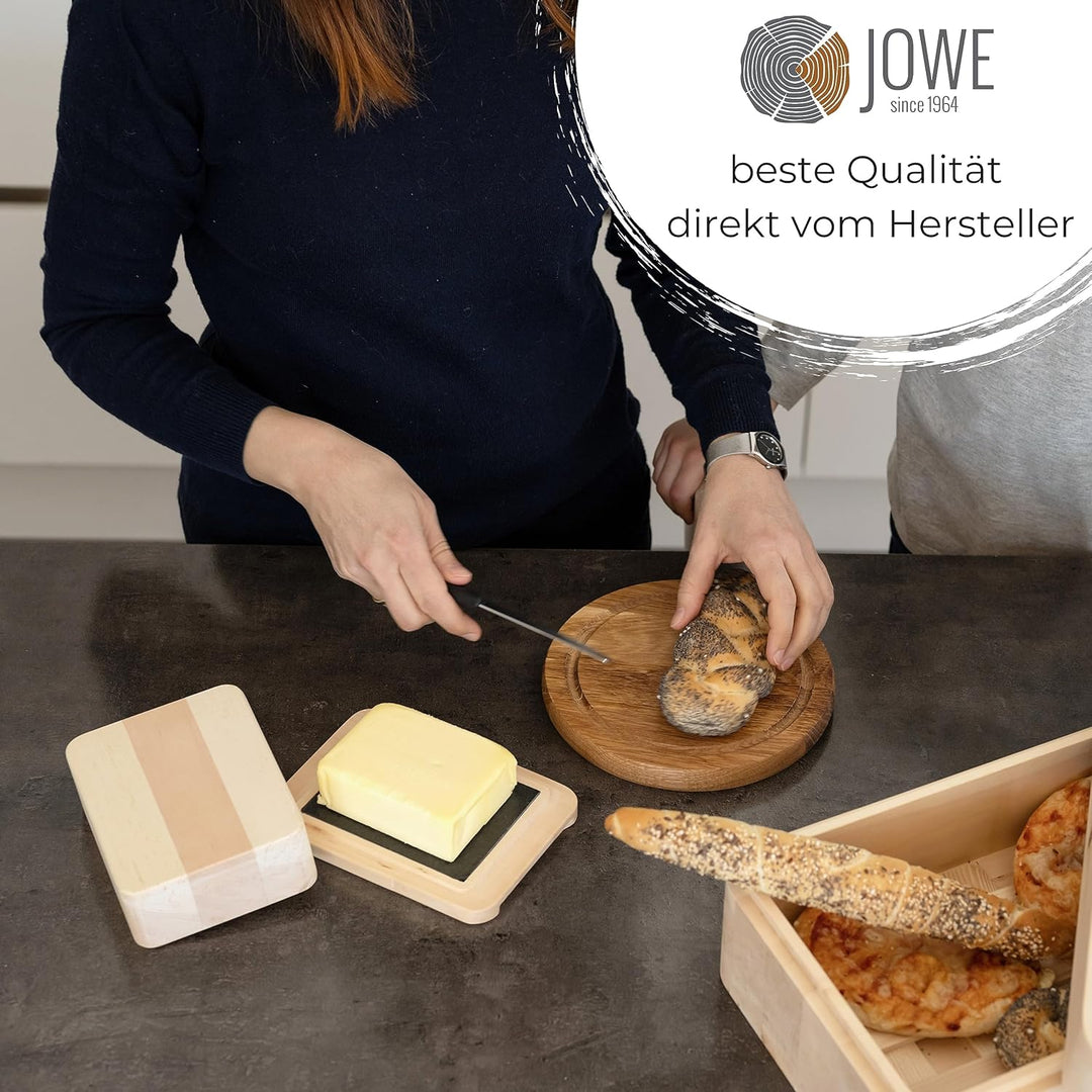 JOWE Butterdose aus Zirbe | Zirbenbutterdose mit HPL Platte | made in Austria | ohne Gravur, Ohne Gr