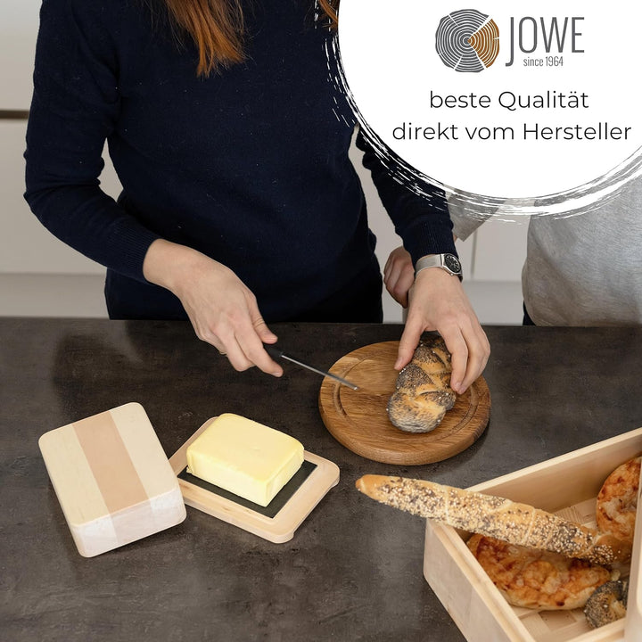 JOWE Butterdose aus Zirbe | Zirbenbutterdose mit HPL Platte | made in Austria | ohne Gravur, Ohne Gr