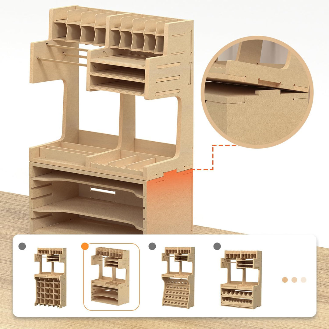 Bucasso Hölzern Modell Farbregal Organizer Farbständer, Bastel-Farbregal MDF-Material, Model Tools R