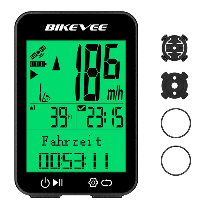 Fahrradcomputer GPS Kabellos Tacho Fahrrad IPX7 Wasserdicht 2,4 Zoll Display mit Temperatur Steigung