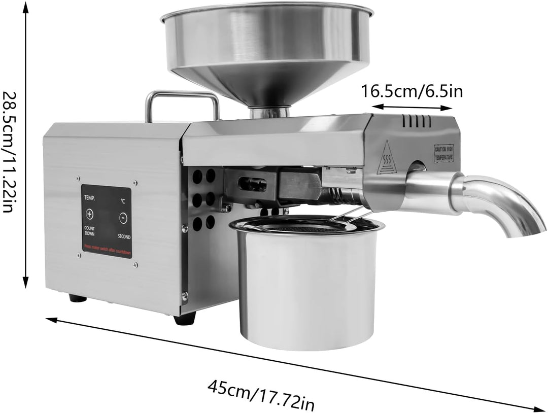 Elektrische Ölpresse 610W 220V 60Db Silber Ölpresse,45 * 16,5 * 28,5 cm